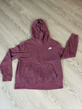 Nike Heathered Burgundy Pullover Hoodie with White Swoosh Tag